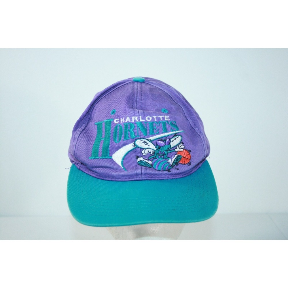 Vintage Charlotte Hornets Purple Teal NBA‎ Youth Snapback Adjustable Hat Cap